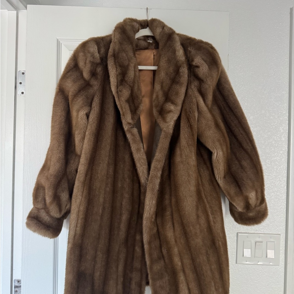 Elegant Brown Fur Trench Coat
